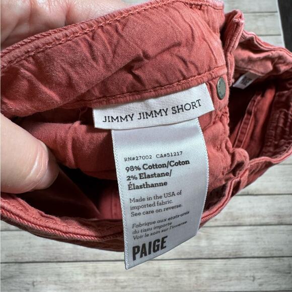 PAIGE Rust Red Orange Jimmy Jimmy Jean Shorts Cuffed Hem Raw Hem Women's 23 - Picture 11 of 11